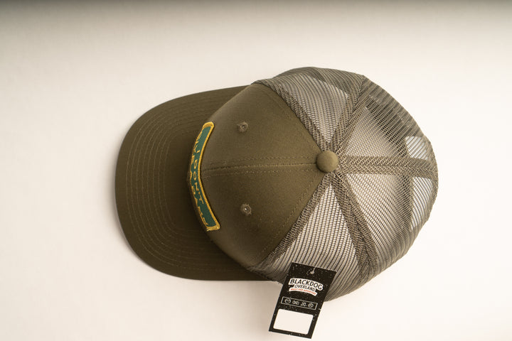 "THE HELL I WON'T" Olive Trucker hat