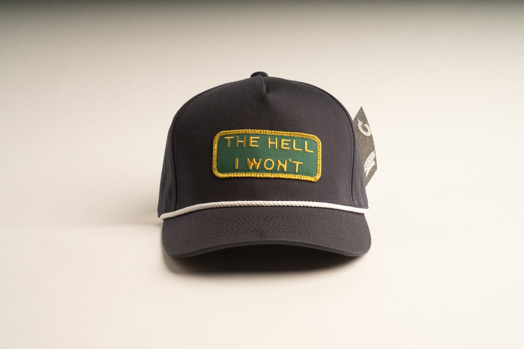 "THE HELL I WON'T" Blue Captains (rope) hat