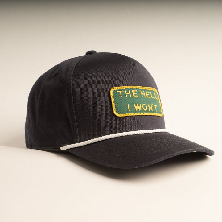 "THE HELL I WON'T" Blue Captains (rope) hat