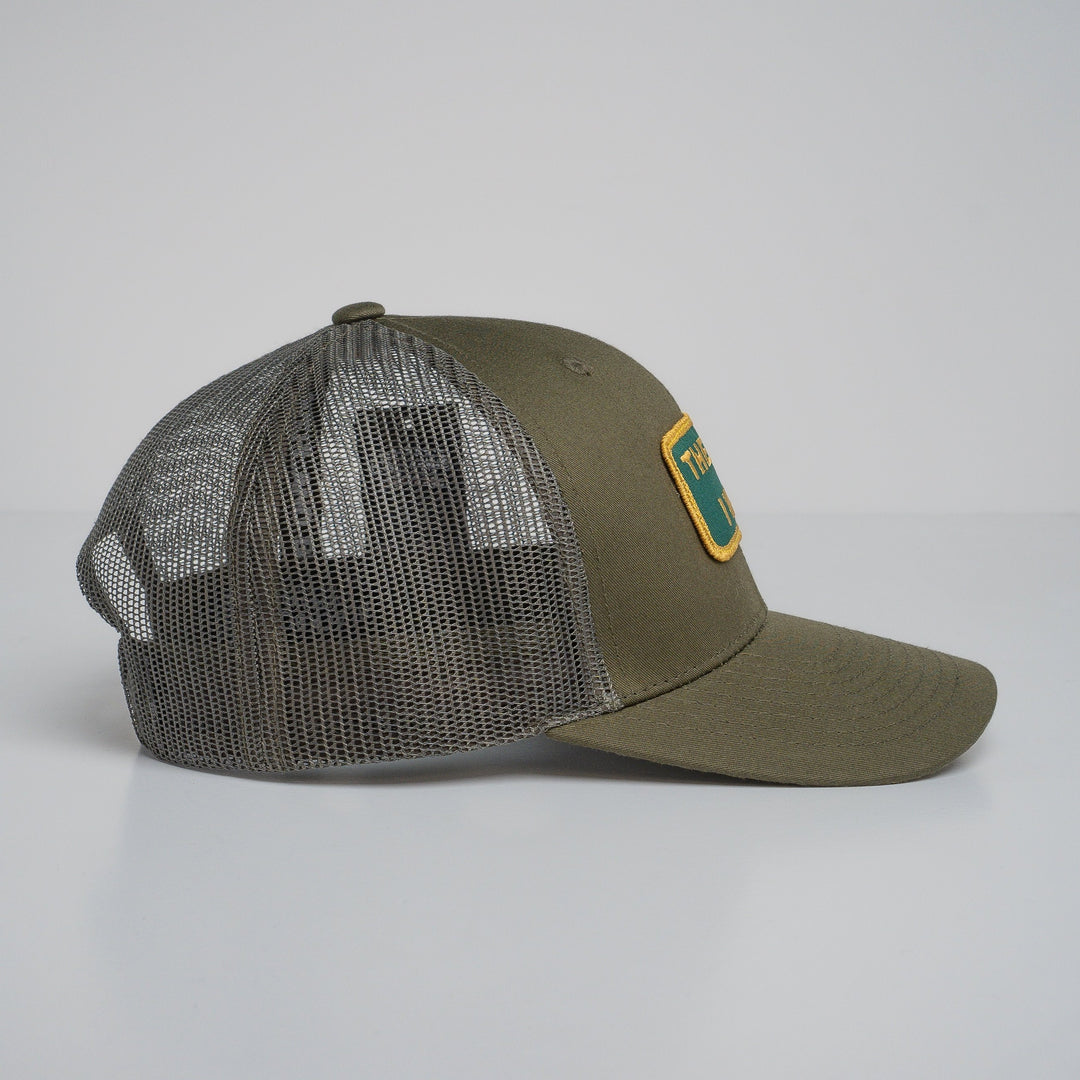 "THE HELL I WON'T" Olive Trucker hat