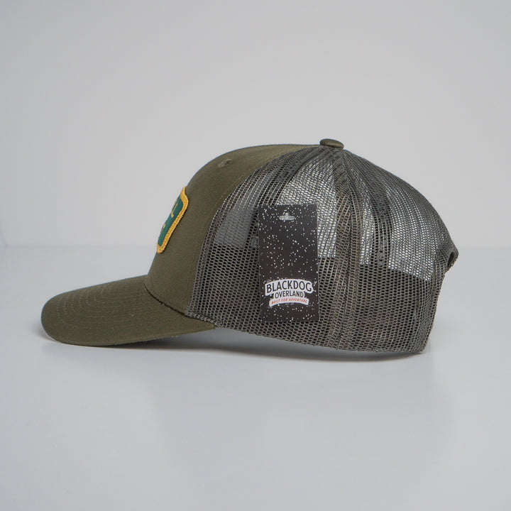 "THE HELL I WON'T" Olive Trucker hat