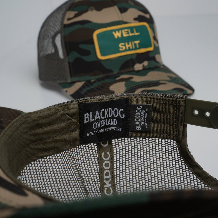 "WELL SHIT" Camo Trucker hat