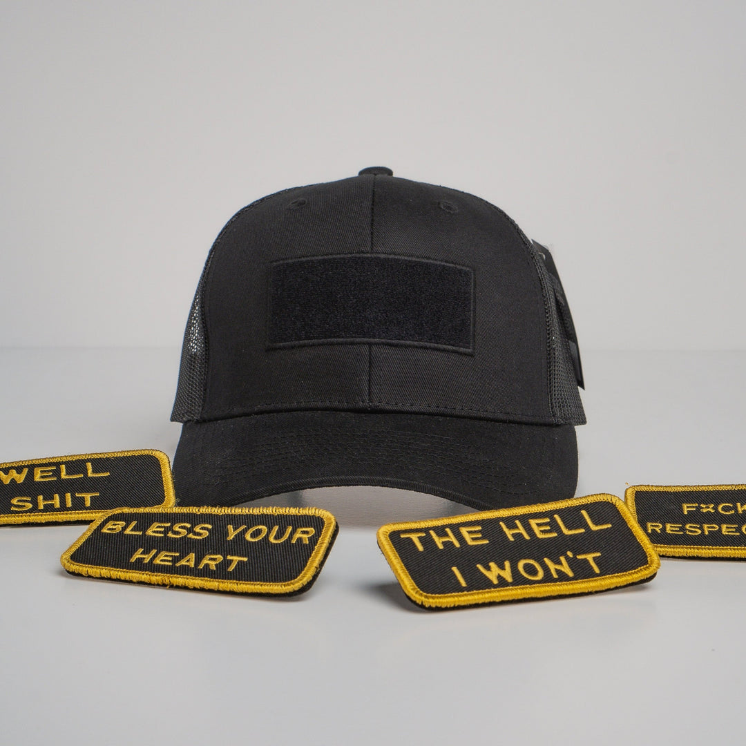 Modular Black/Gold Velcro Patch Trucker Hat Bundle