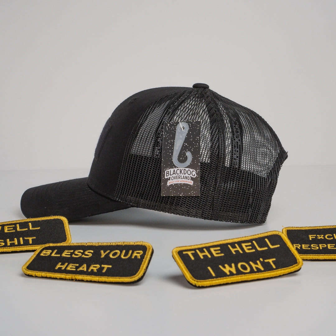 Modular Black/Gold Velcro Patch Trucker Hat Bundle