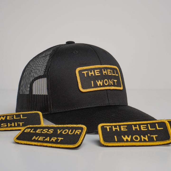 Modular Black/Gold Velcro Patch Trucker Hat Bundle