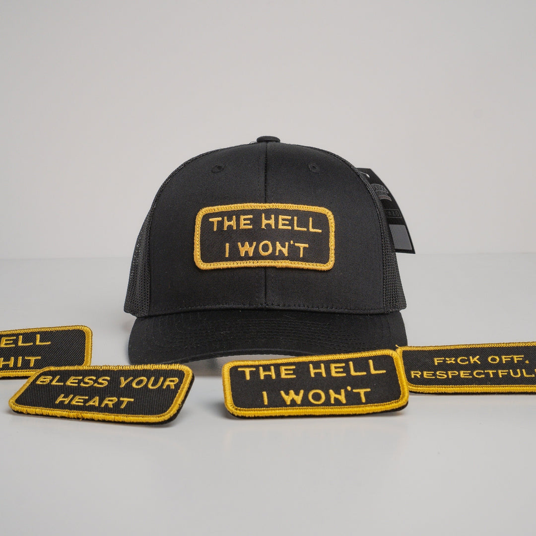 Modular Black/Gold Velcro Patch Trucker Hat Bundle