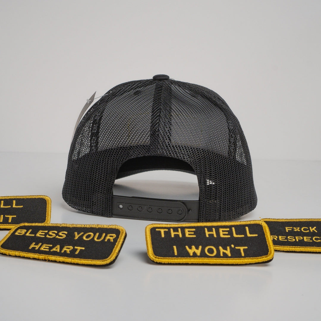 Modular Black/Gold Velcro Patch Trucker Hat Bundle