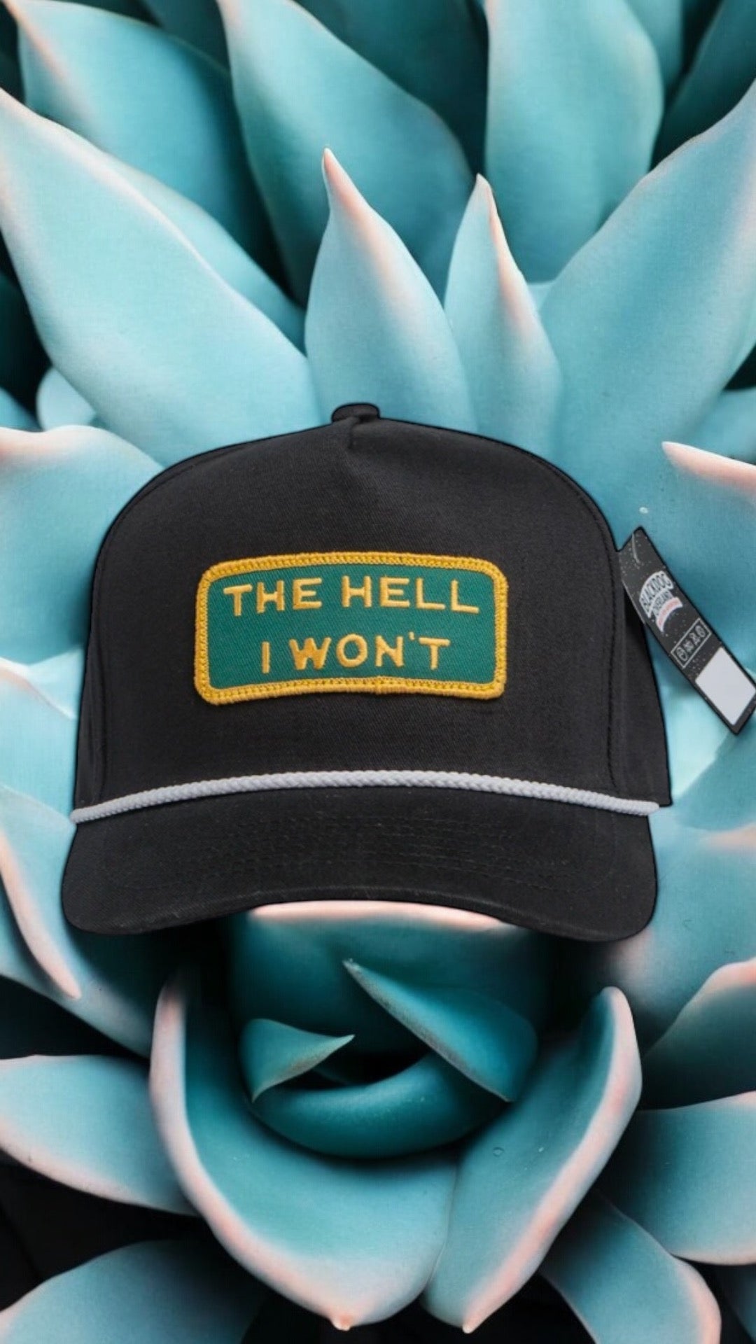 "THE HELL I WON'T" Black Captains (rope) hat