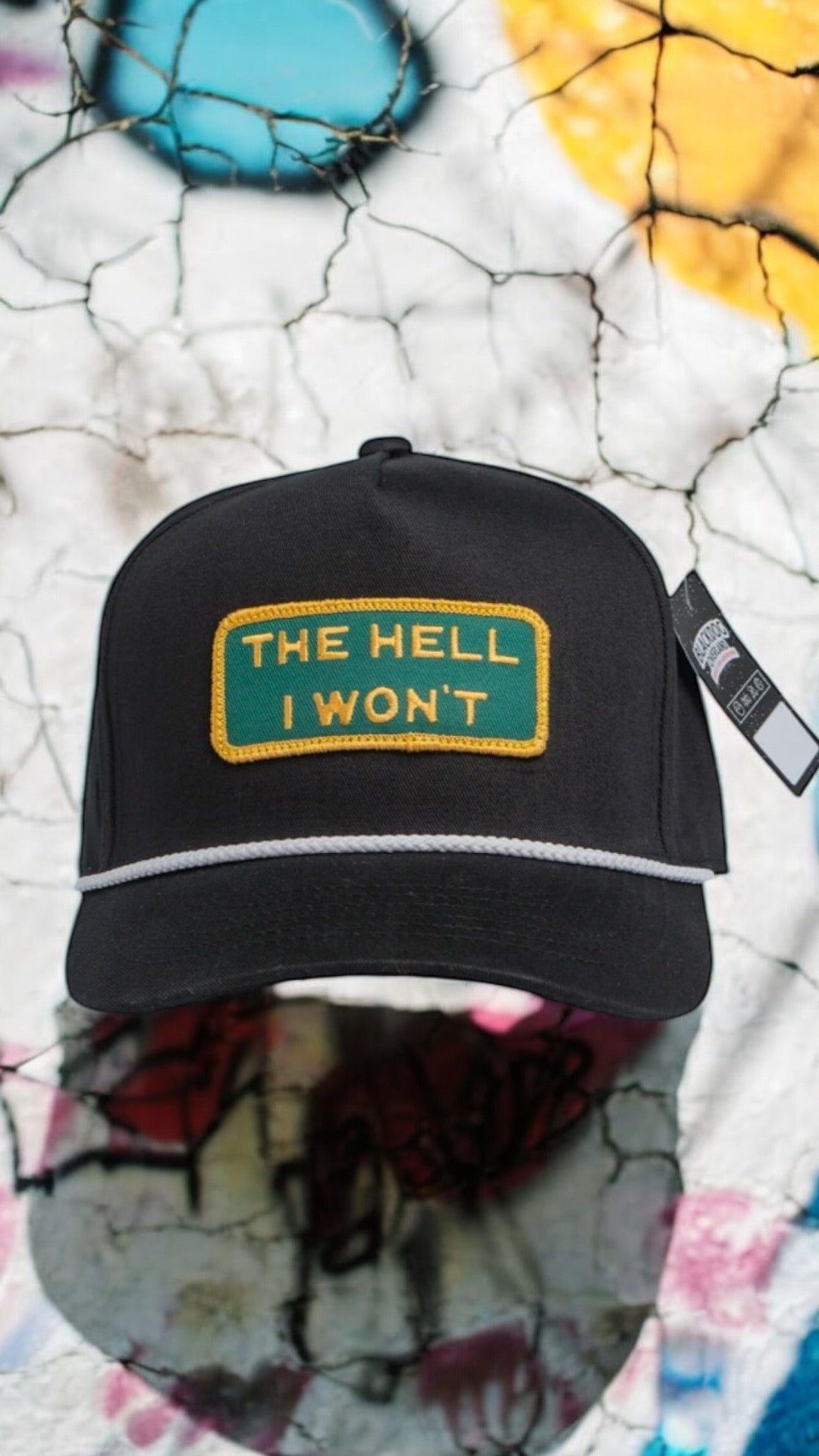 "THE HELL I WON'T" Black Captains (rope) hat