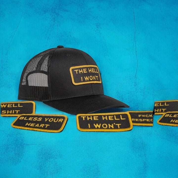 Modular Black/Gold Velcro Patch Trucker Hat Bundle