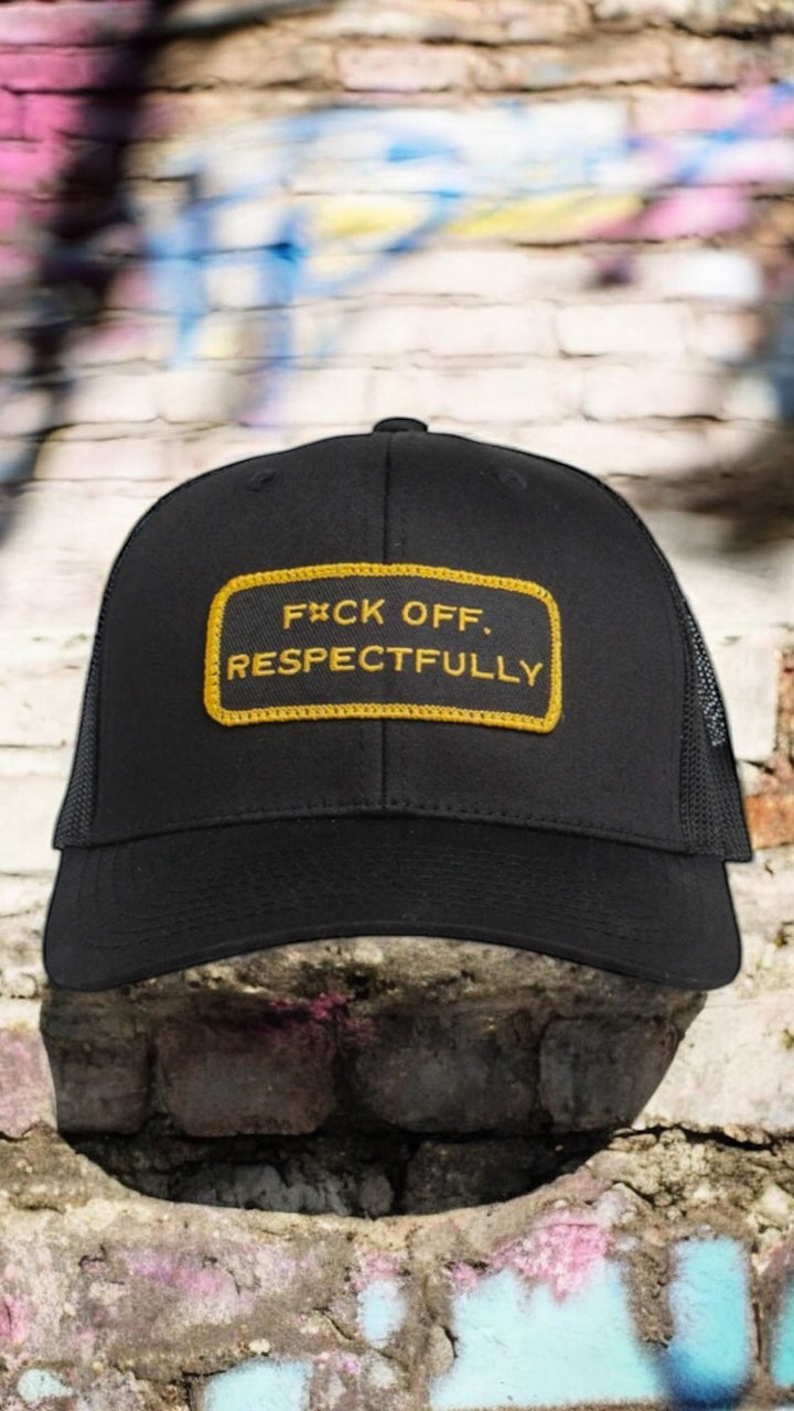 "FXCK OFF, RESPECTFULLY" Black Trucker Hat