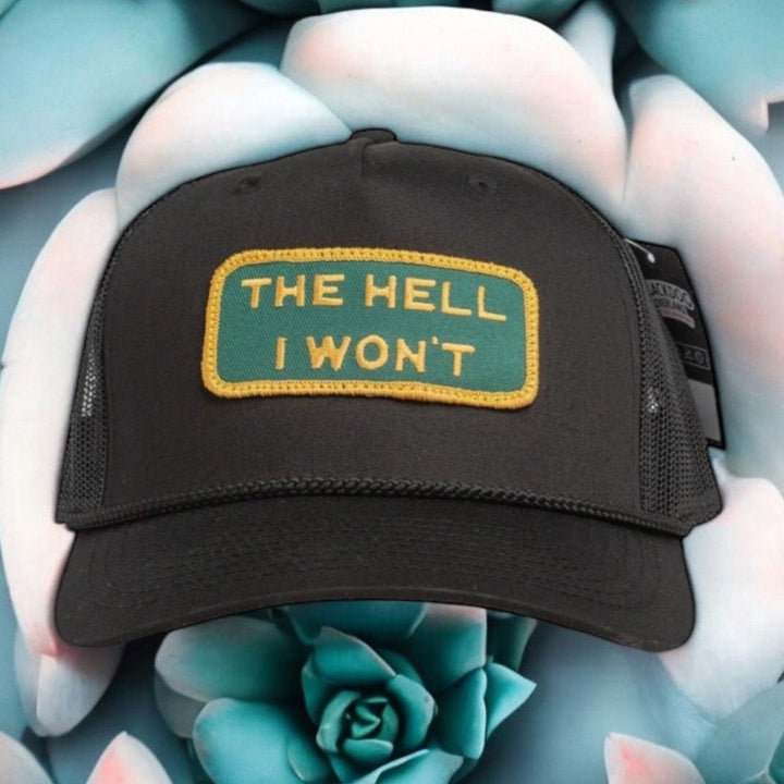 EXCLUSIVE - "THE HELL I WON'T" Black Trucker (BLACK ROPE) hat