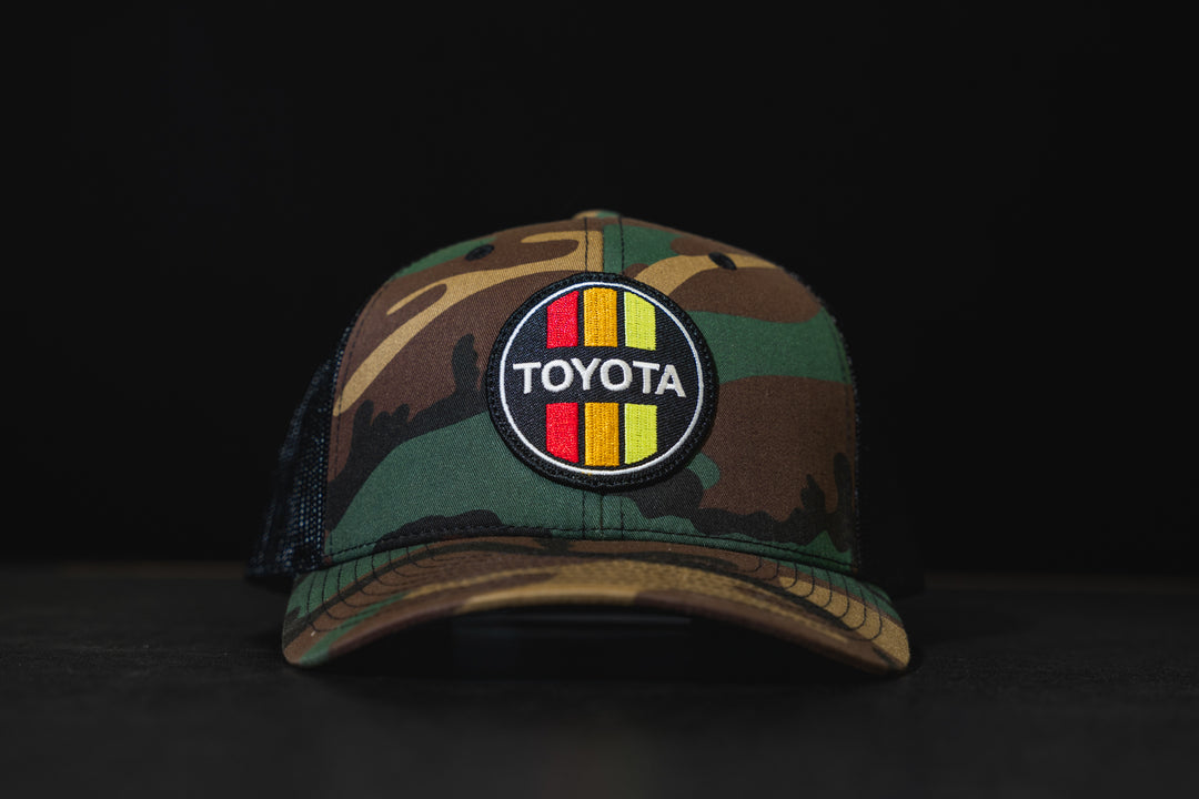 VINTAGE ROUND – Trucker Black Hat Patch TOYOTA TRD\